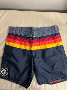 RARE Vintage Birdwell Beach Britches California Republic Board Shorts Size 34 US